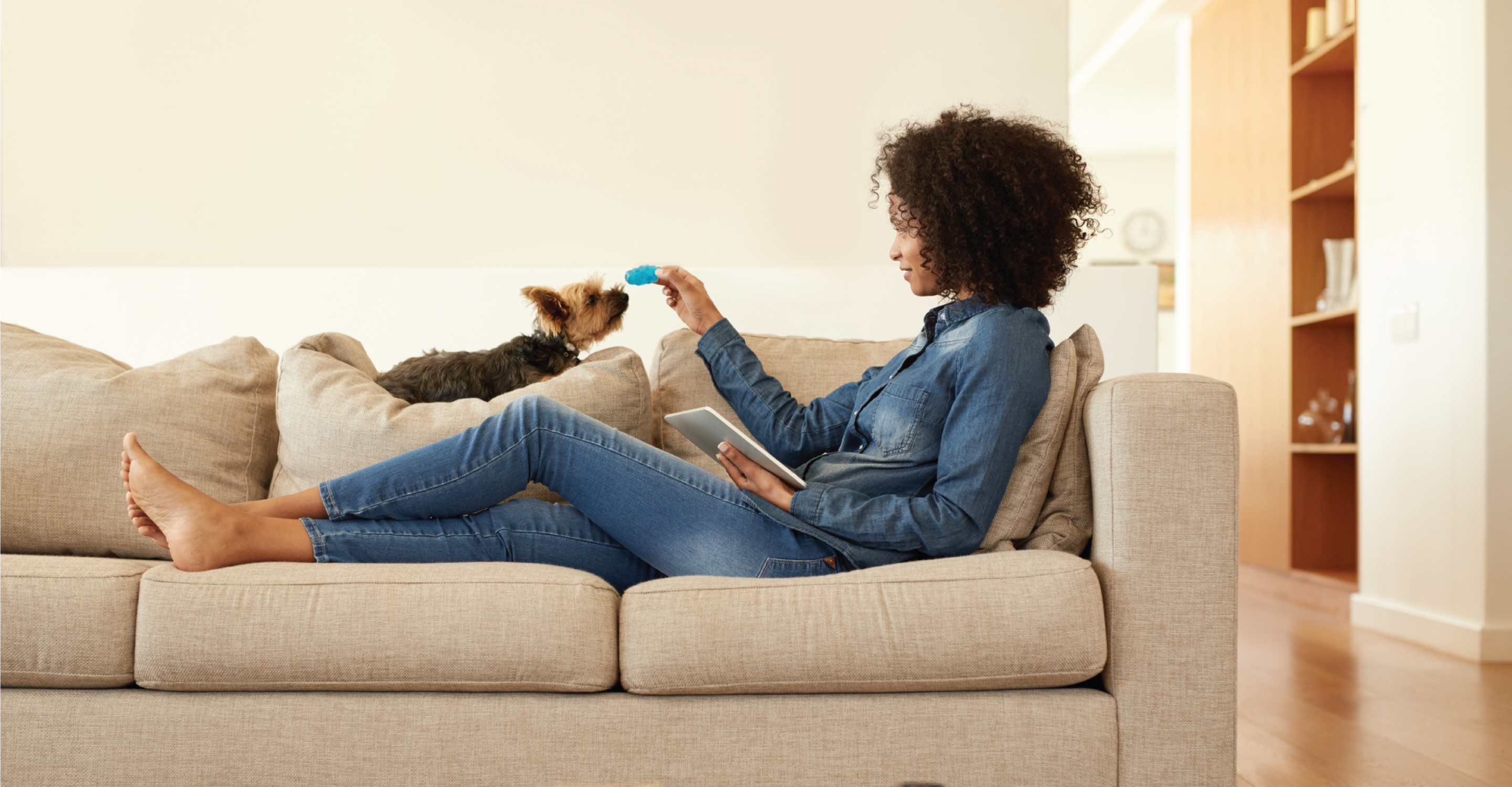 Girl On Couch With Dog